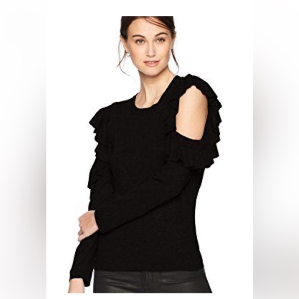 Club Monaco Black Ruffle Sweater